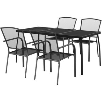 vidaXL Vidaxl - Juego De Comedor De Jard&iacute;n 5 Piezas Acero Gris Antracita