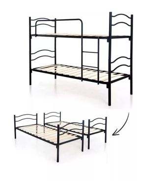 OEM Eurobrico - Letto A Castello Smontabile In Metallo Nero 203x145,5x83 Cm