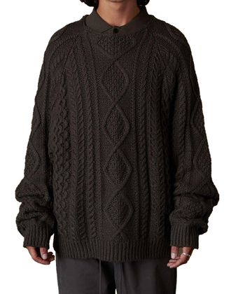 Fear of God Mens Essentials Cable Knit Sweater Black Clothing > Knitwear