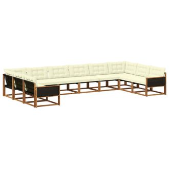 vidaXL Conjunto De Sof&aacute;s De Exterior Con Coj&iacute;n 10 Pcs Natural Y Crema Vidaxl