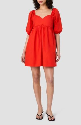 French Connection Cambria Puff Shoulder Cotton Minidress in Candied Apple at Nordstrom, Size X-Small