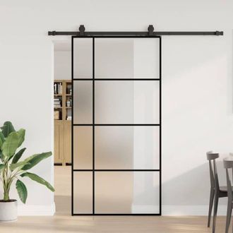 vidaXL Vidaxl - Puerta Corredera Set Herrajes Negra 102,5x205 Cm Esg Vidrio