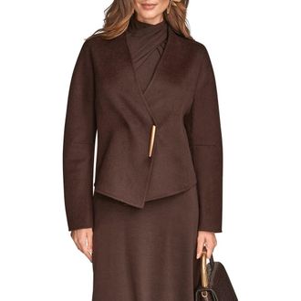 DKNY Asymmetric Wool Blend Jacket in Chocolate at Nordstrom, Size X-Large