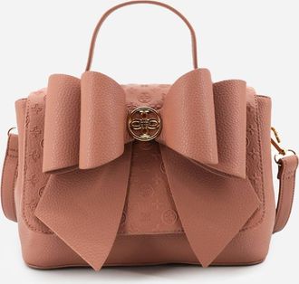 Like Dreams Womens Crossi Bow Embossed Small Crossbody Bag In Mauve