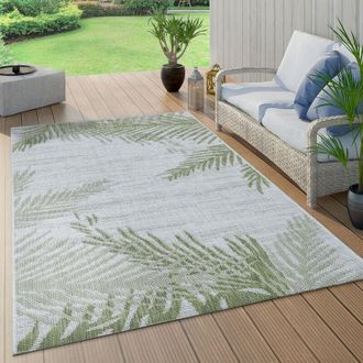 Paco Home Paco Home Alfombra Inter./Exterior Beige Verde Palmeras Balcón Terraza Robusta Resistente 200x280 cm