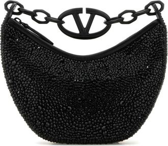 Valentino Rhinestones VLogo Moon Mini Hobo Bag