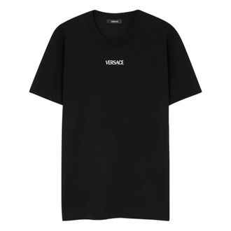 Versace Embroidered Cotton-Jersey Slim T-Shirt - male - Versace - T-Shirts - Black - M - Tops