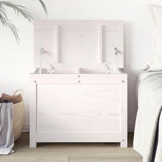 vidaXL Caja De Almacenaje Madera Maciza De Pino Blanco 60x32x45,5 Cm Vidaxl