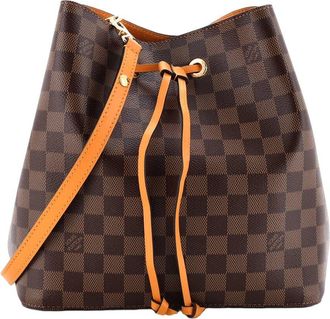 Louis Vuitton Orange Damier & Leather Neonoe Mm (Authentic Pre-Loved)