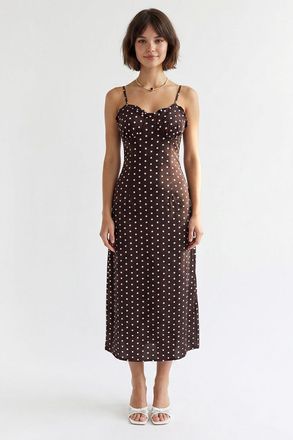Mixray Dames Polka Dot Bodycon Midi Jurk
