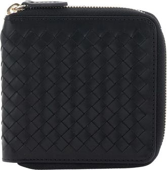 Dragon Diffusion Geweven Leren Portemonnee Met Vierkante Rits - Dames - Portefeuilles - Zwart - ONE Size - Leer - Accessoires