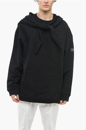 Raf Simons Fleece Cotton Oversized Hoodie with Knot Hood size S