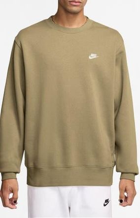 Nike Club Brushed Fleece Crewneck Sweatshirt in Parachute Beige/White at Nordstrom Rack, Size Small