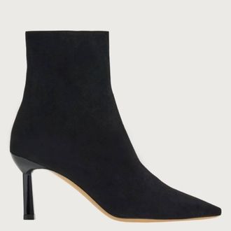 Ferragamo Janna Suede Point-Toe Booties, Size 7 C