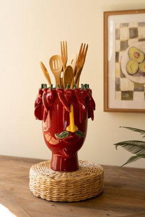 Kalalou Ceramic Head Planter - Red Peppers