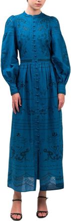 Marchesa Embroidered Cotton Voile Tiered Maxi Dress
