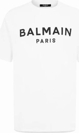 Balmain Mens Balmain Printed T-Shirt - White - Size: 33/32/38
