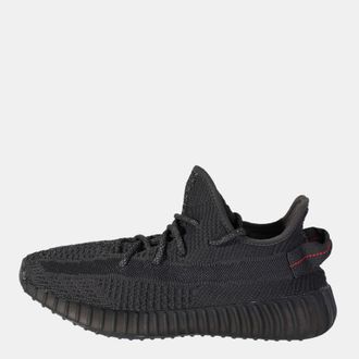 adidas Black Knit Fabric Boost 350 V2 Black Non-Reflective Sneakers Size 40