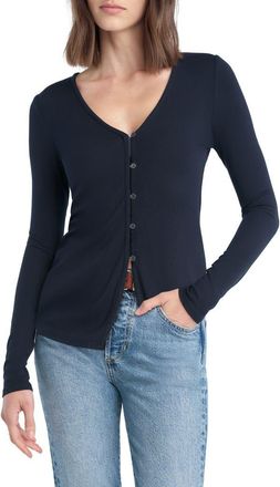 Favorite Daughter The Good Luck Long Sleeve Rib Top in Navy at Nordstrom, Size X-Large