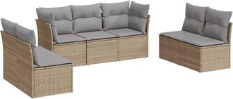 vidaXL Vidaxl - Set Sof&aacute;s De Jard&iacute;n 7 Piezas Y Cojines Rat&aacute;n Sint&eacute;tico Beige