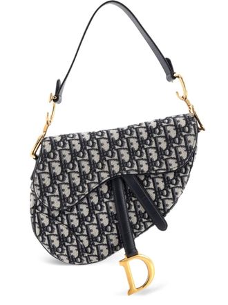 Dior Saddle Handbag Oblique Canvas Medium shoulder bag - Blue