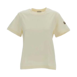 Moncler T-Shirts, female, Yellow, Size: XS Classic Cotton Crewneck Tee