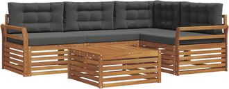 vidaXL Conjunto De Sof&aacute;s De Exterior 5 Uds. Natural Y Antracita Vidaxl