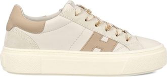 Hogan Crosswind Sneakers In Beige And Brown Leather