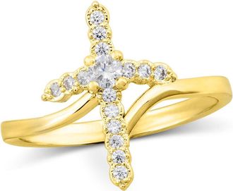 Savvy Cie Jewels GOLD PLATED OVER BRASS CROSS RING