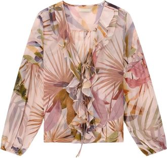 Guess Overhemden, Dames, Veelkleurig, L, Polyester, Emy Top met ruches