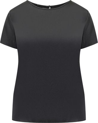 Emporio Armani Zijden satijnen blouse met korte mouwen - Dames - Blouses - Zwart - XS - Satijn - Overhemden