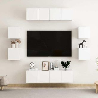 vidaXL 8 Piece TV Cabinet Set White Engineered Wood vidaXL
