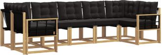 vidaXL Conjunto De Sof&aacute;s De Exterior 7 Uds. Blanco Y Negro Vidaxl