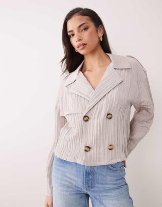 Asos Top doppiopetto drappeggiato-Marrone