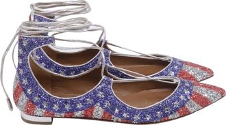 Aquazzura Christy USA Flag Ballet Flats in Multicolor Glitter