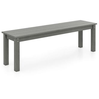 Costway 140 CM HDPE Outdoor Bench 2-3 People Backless Patio Garden Bench-Grey