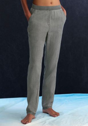 H.I.S Jogger Pants H.I.S, Damen, Gr. 32/34, N-Gr, grau, Obermaterial: 65% Lyocell, 35% Baumwolle, unifarben, Basic, bequem lang, Hosen Jogger Pants, gerade 