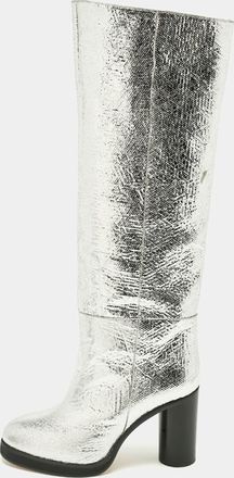 Isabel Marant Silver Foil Leather Knee Length Boots