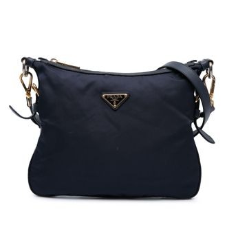 Prada Tweedehands Saffiano Afgewerkte Tessuto Zip Top Schoudertas