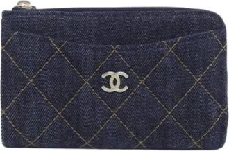 Chanel Pre-owned Wallets, female, Blue, Size: ONE SIZE Pre-owned Business card case