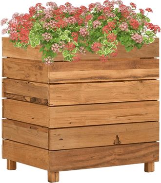 vidaXL Vidaxl - Arriate Elevado Madera De Teca Reciclada Y Acero 50x40x55 Cm