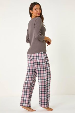 Roman Check Print Bow Detail Pyjama Set