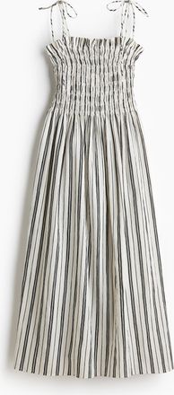 H&M Tr&auml;gerkleid mit gesmoktem Oberteil - White