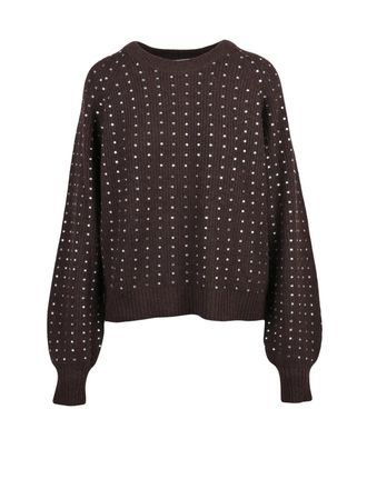 Marella Brown Crewneck Knit Sweater with Reflective Details
