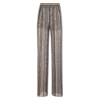 Missoni Wide Trousers, female, Multicolor, S, Sequin Elastic Waistband Multicolor Trousers