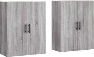 vidaXL Armarios de pared 2 unidades gris Sonoma 69,5x34x90 cm Vidaxl