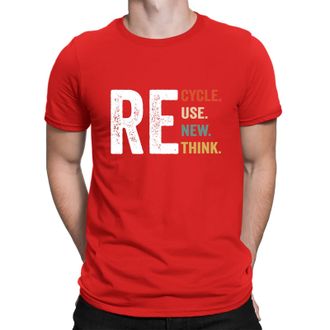 Generic Recycle Reuse Renew Rethink Crisis Environmental Activism Mens T-Shirt Top DNE Red L