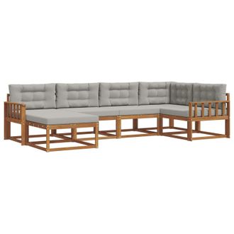 vidaXL Conjunto De Sof&aacute;s De Exterior 6 Pcs Natural Y Gris Claro Vidaxl