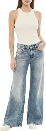 Diesel Blue Flared Mid Rise Jeans