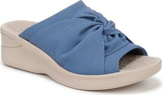 Life Stride Smile 3 Open Toe Wedge Slide Sandal - Wide Width Available in Blue at Nordstrom, Size 7.5